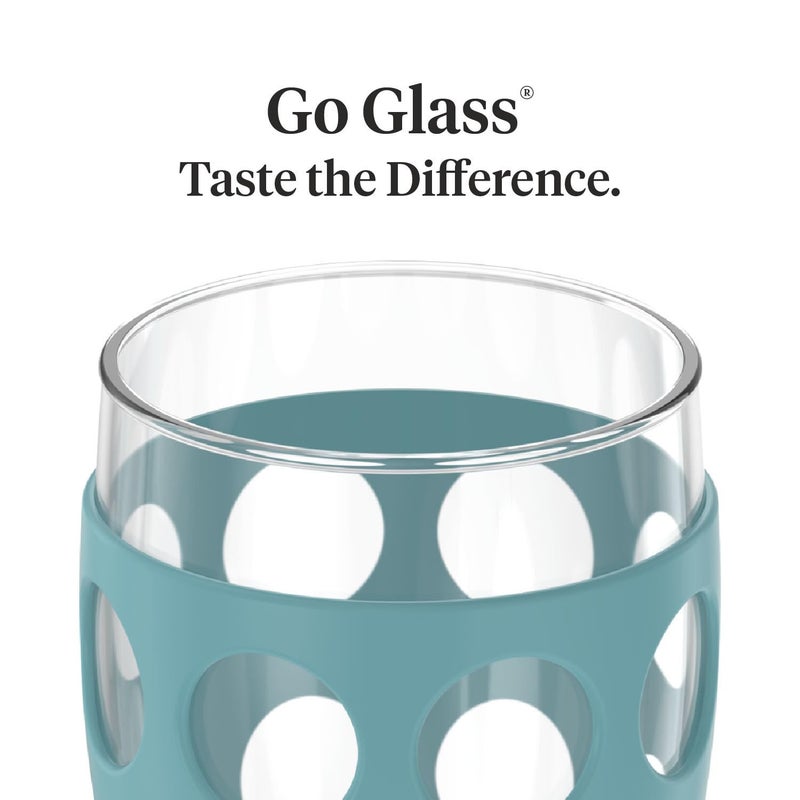 Lifefactory 20-Ounce BPA-Free Indoor/Outdoor Beverage Glass with Protective Silicone Sleeve, 2-Pack, Aqua Teal - Image 3